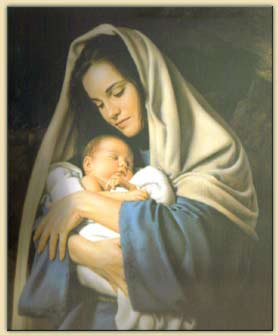 Mary, Mother of God and Jesus on Christmas
